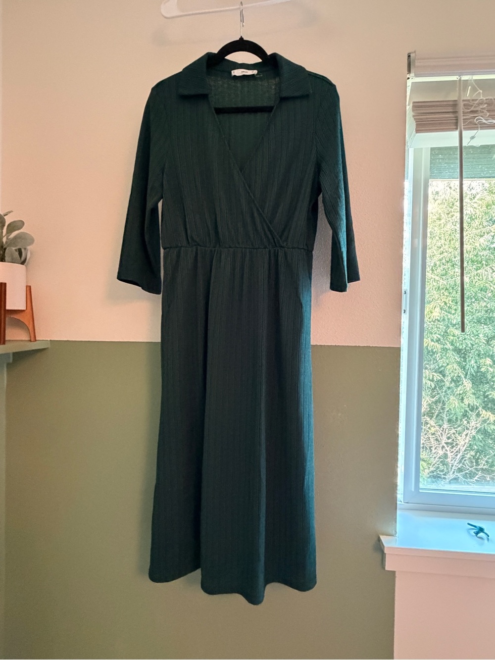 Collared Teal Midi Wrap Dress